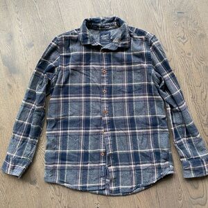 Grayers Navy, Gray, and Cream Plaid Flannel Shirt Size medium